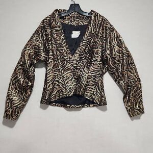 Vintage Rimini Saks Fifth Avenue Women's 14 Black Metallic Animal Print Sweater